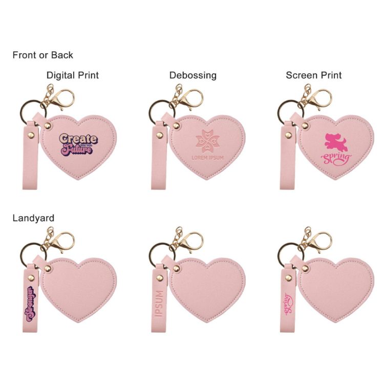 Picture of Heart-Shaped Compact Mirror with Keychain