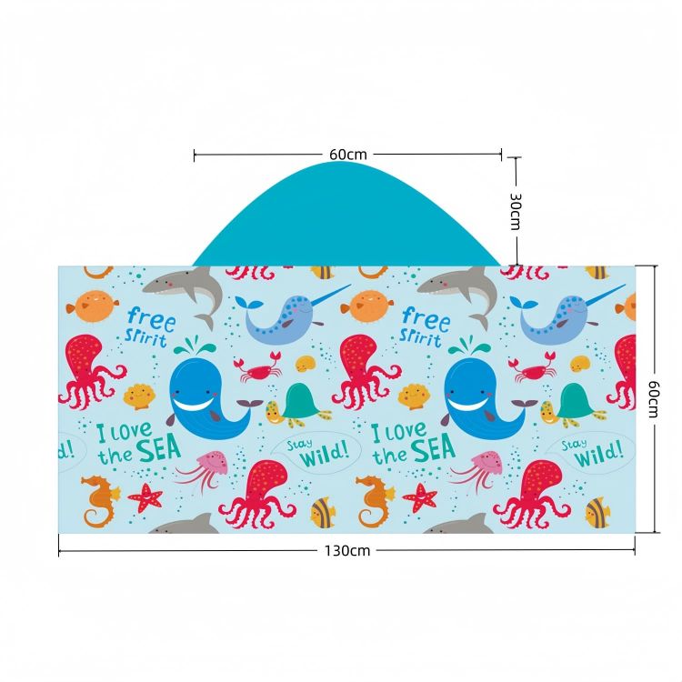 Picture of 100% Double-Sided Fleece Sublimation Kids Hooded Shawl