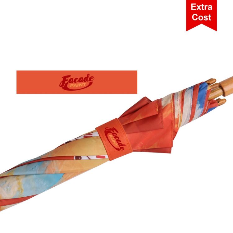 Picture of RPET Wooden Umbrella with Curved Handle