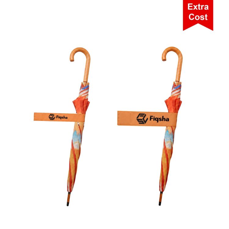 Picture of RPET Wooden Umbrella with Curved Handle
