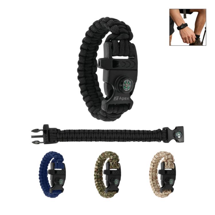 Picture of 3 in 1 Emergency Survival Bracelet with Whistle and Compass, Survival Kit