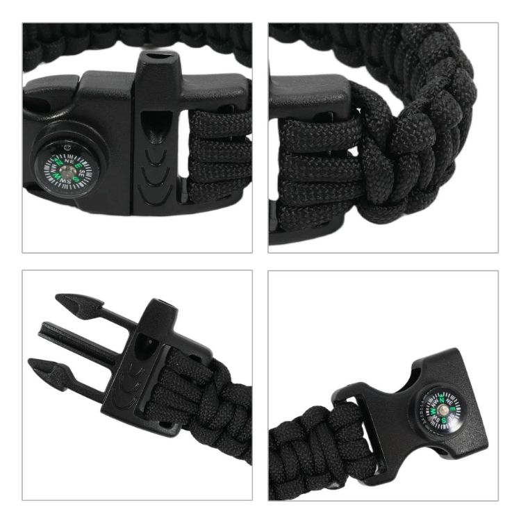 Picture of 3 in 1 Emergency Survival Bracelet with Whistle and Compass, Survival Kit