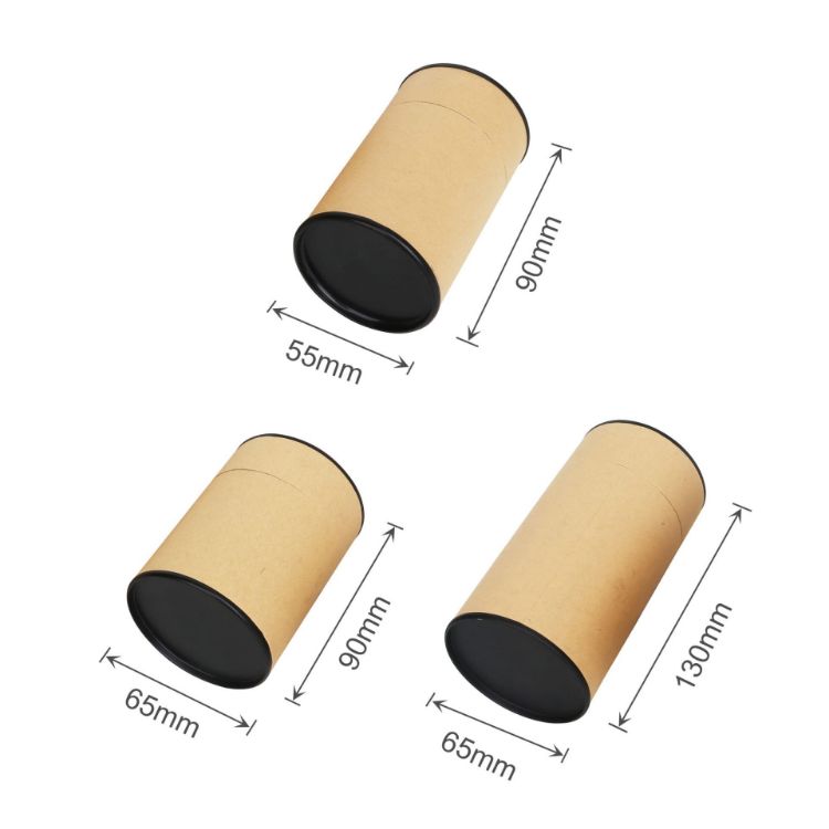 Picture of Large Kraft Paper Cylinders with Black Lid (65 x 130mm)