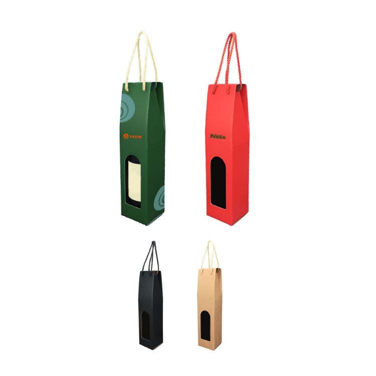 Picture of Single Bottle Wine Box with Rope Handle