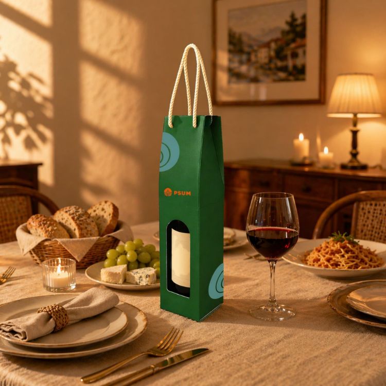 Picture of Single Bottle Wine Box with Rope Handle