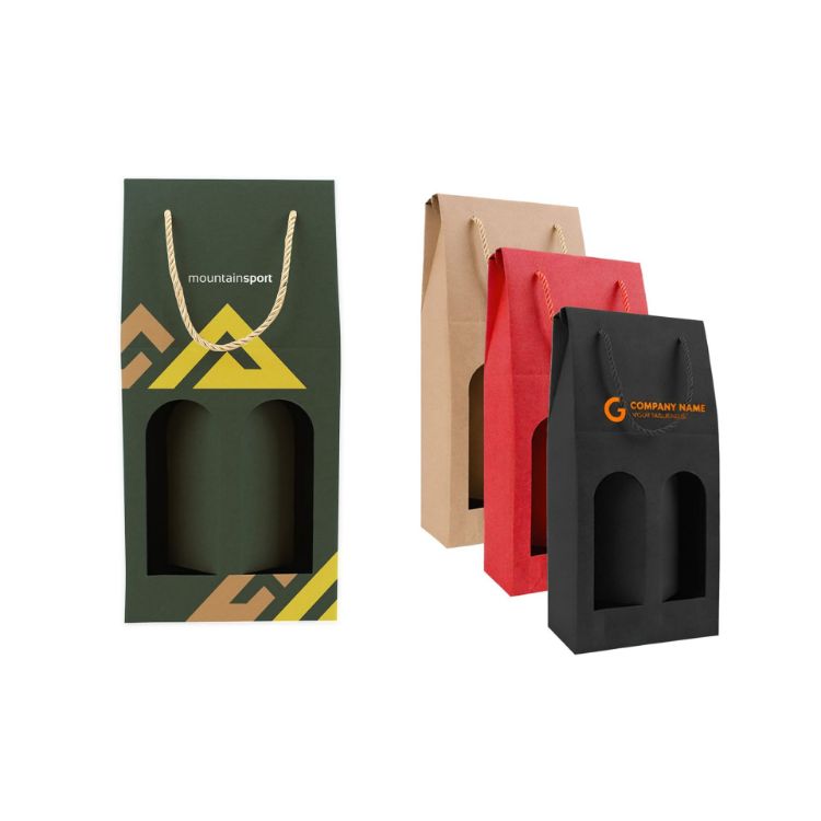 Picture of Double Bottle Wine Box with Rope Handle