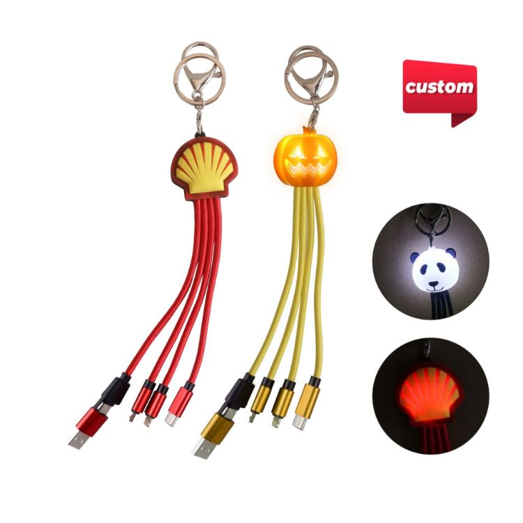 Picture of Custom Shape Light Up Charging Cable with Keyring