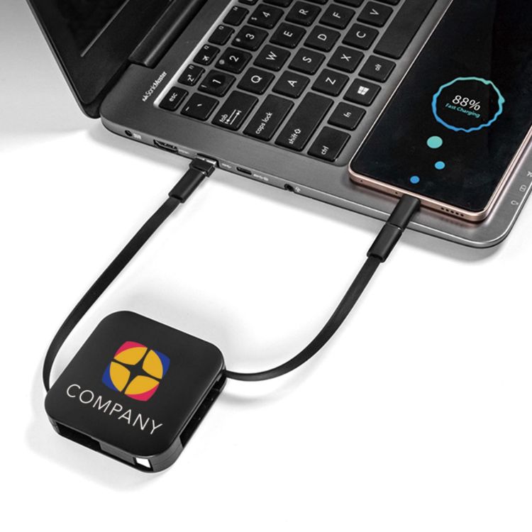 Picture of 60W 4-in-1 Retractable Charging Cable with Phone Stand