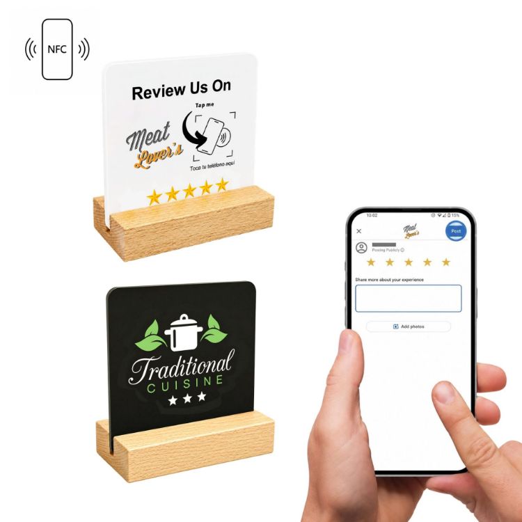 Picture of NFC Acrylic Menu with Wooden Stand
