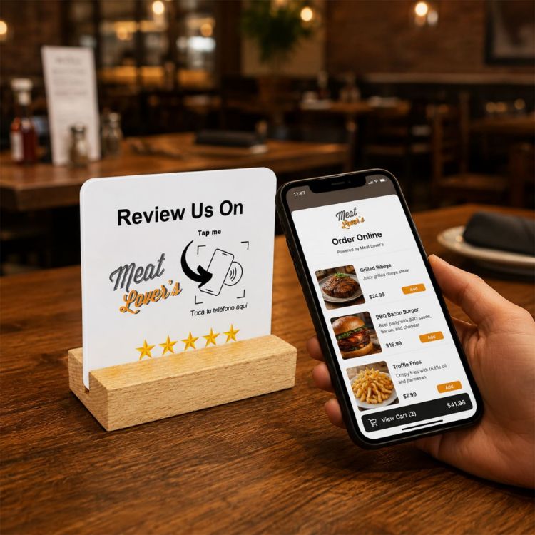 Picture of NFC Acrylic Menu with Wooden Stand