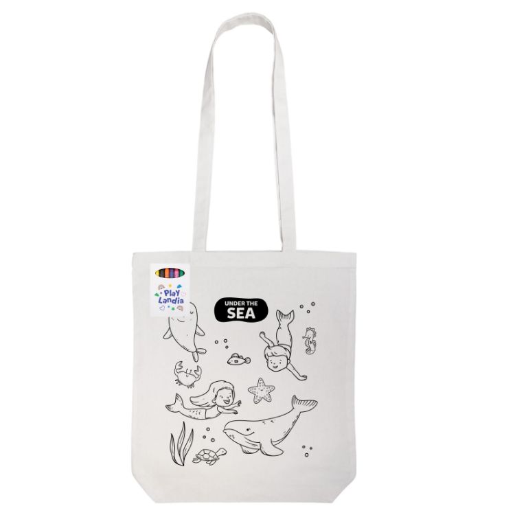 Picture of Colouring Long Handle Cotton Bag & Crayons