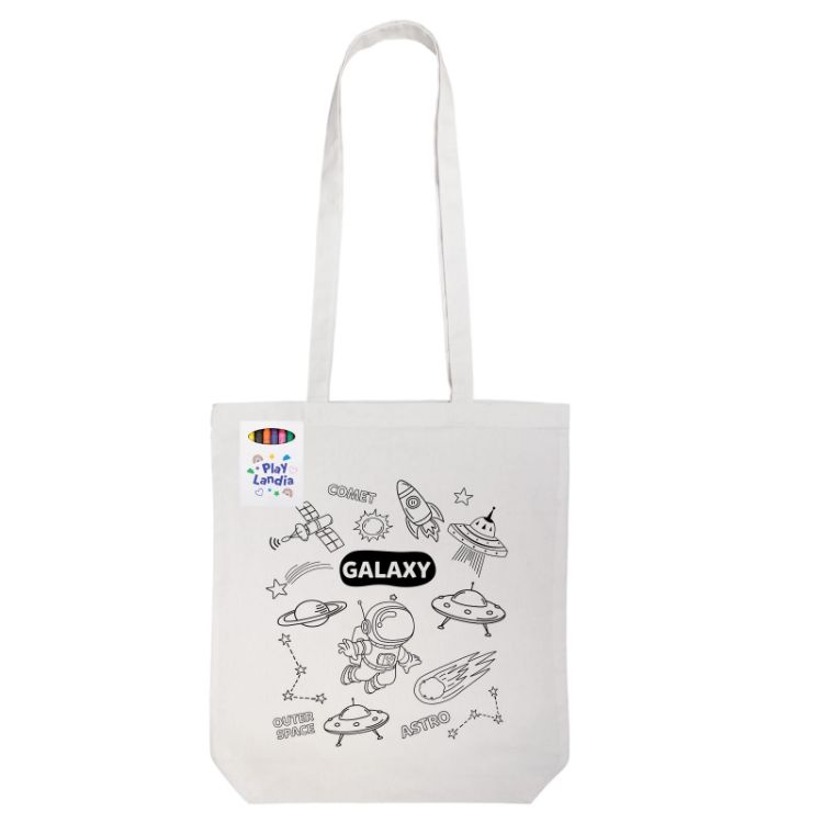 Picture of Colouring Long Handle Cotton Bag & Crayons