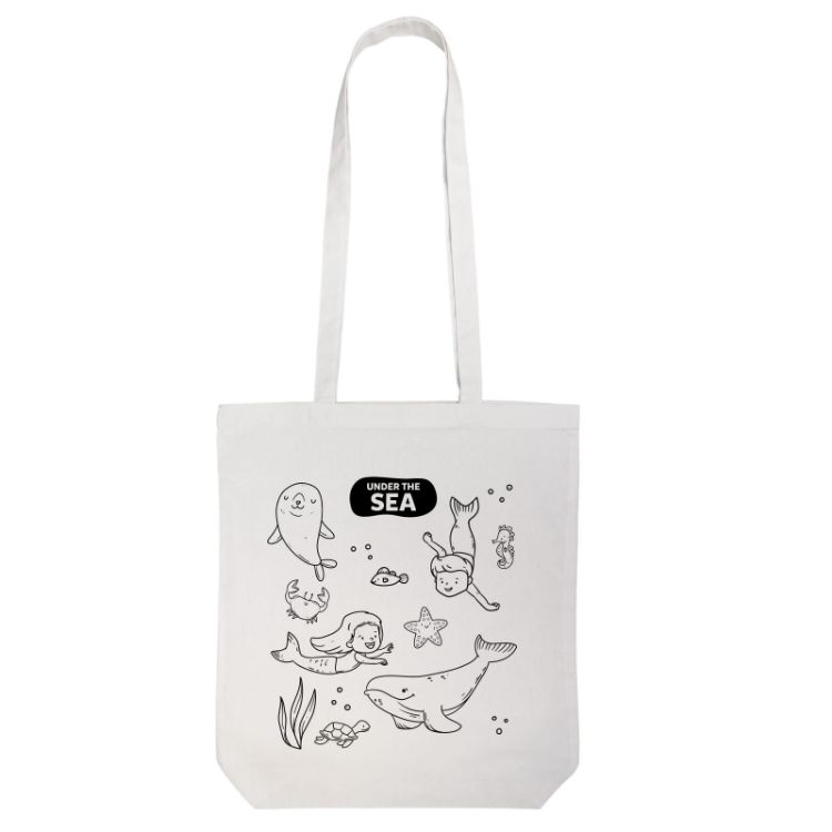 Picture of Colouring Long Handle Cotton Bag & Pencils