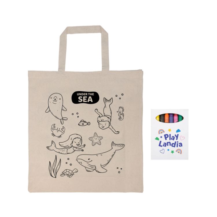 Picture of Colouring Short Handle Calico Bag & Crayons
