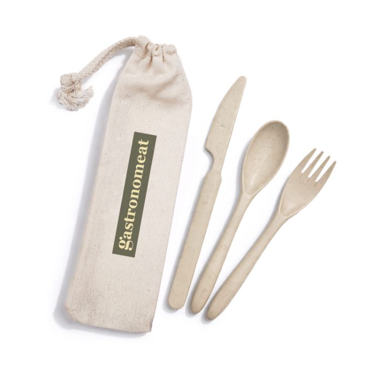 Picture of Delish Eco Cutlery Set in Calico Pouch