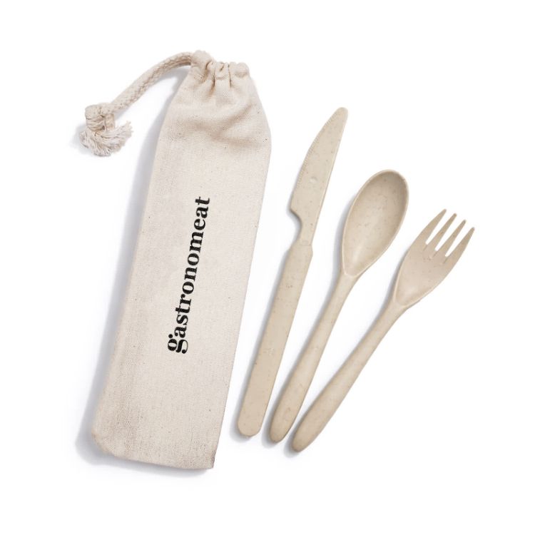 Picture of Delish Eco Cutlery Set in Calico Pouch