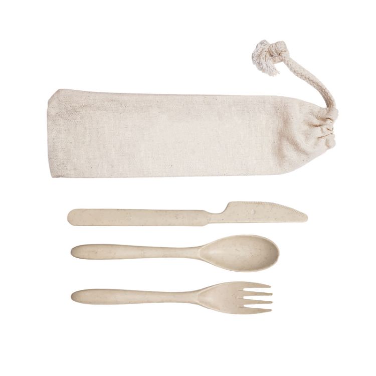 Picture of Delish Eco Cutlery Set in Calico Pouch