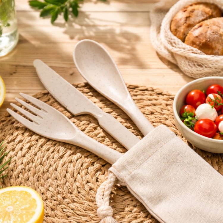 Picture of Delish Eco Cutlery Set in Calico Pouch