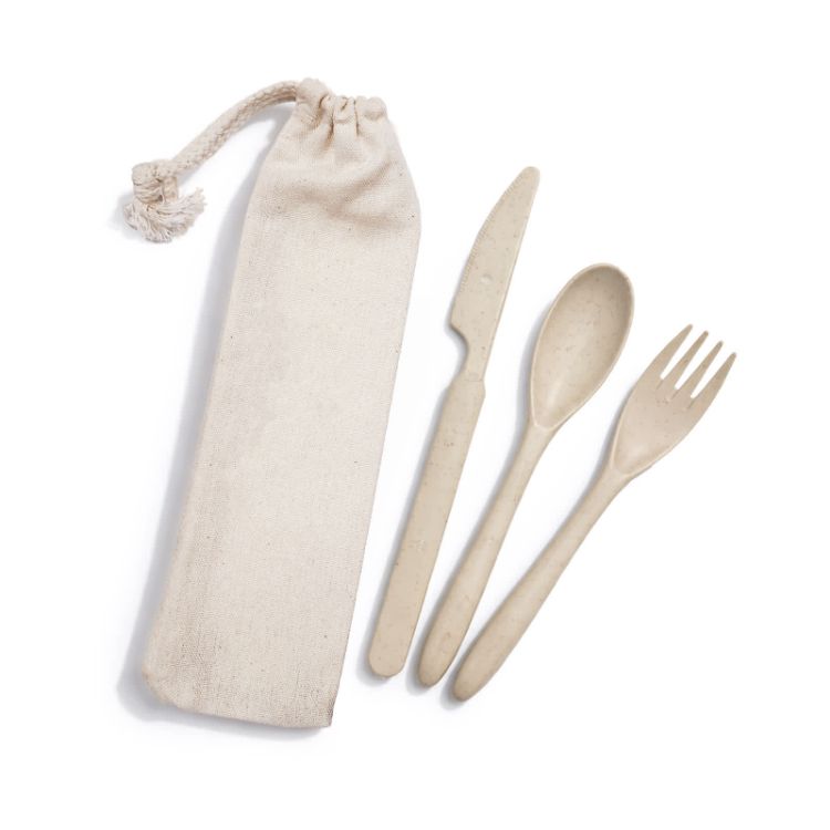Picture of Delish Eco Cutlery Set in Calico Pouch