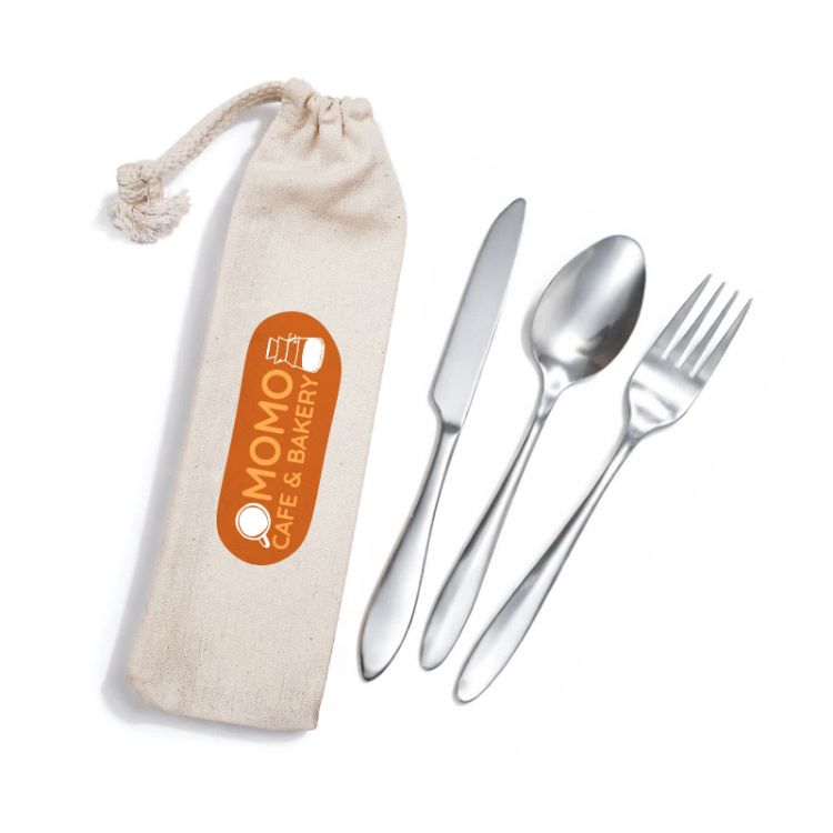Picture of Banquet Cutlery Set in Calico Pouch