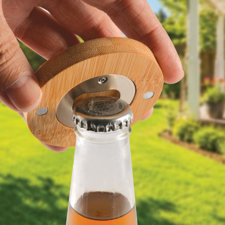 Picture of Discus Bamboo Bottle Opener Coaster