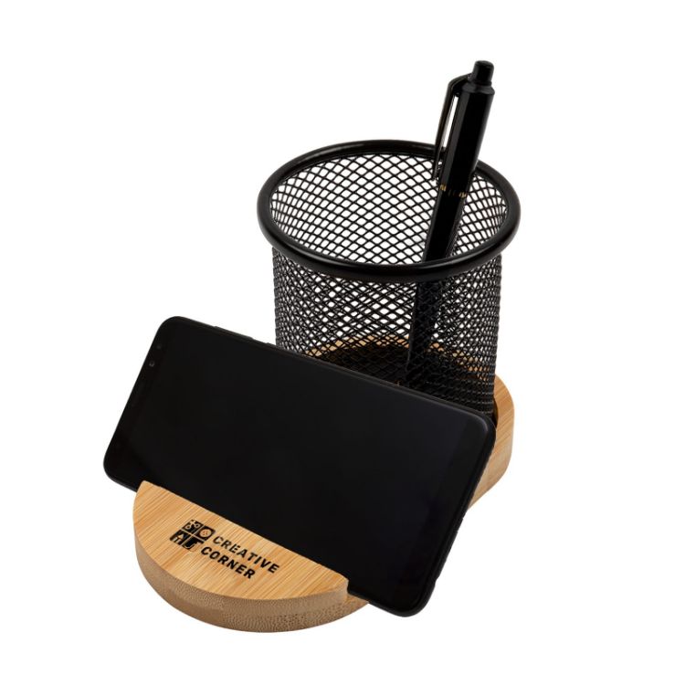 Picture of Bamboo Pen Tidy Phone Stand