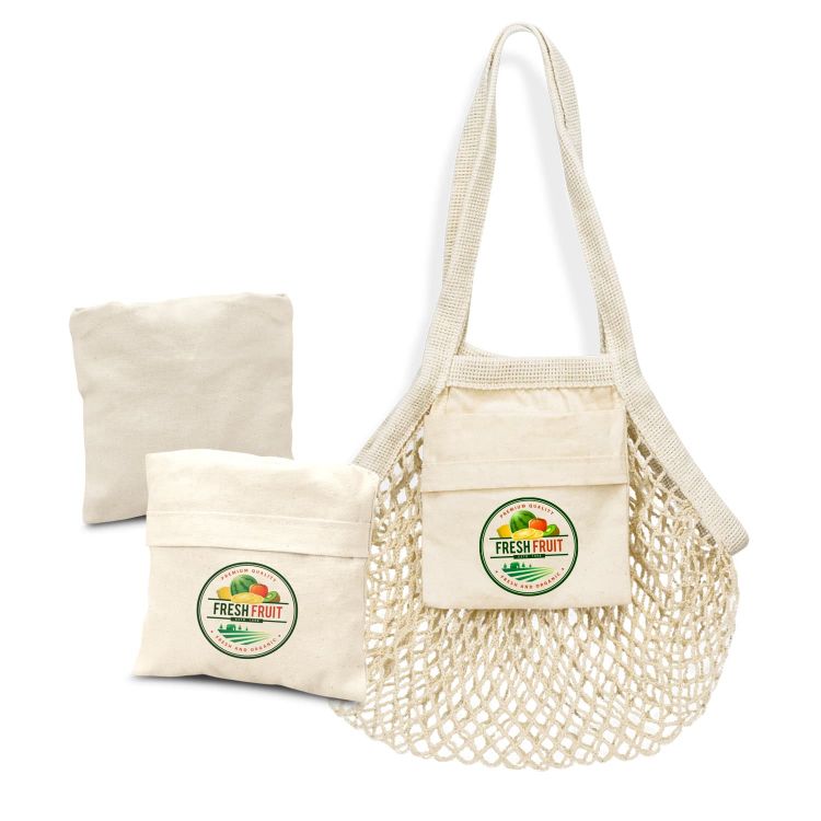 Picture of Cotton Mesh Foldaway Tote Bag - Small