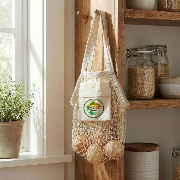 Picture of Cotton Mesh Foldaway Tote Bag - Small