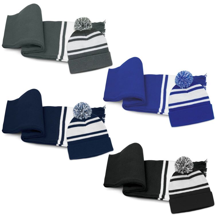 Picture of Commodore Scarf and Beanie with Pom Pom Set
