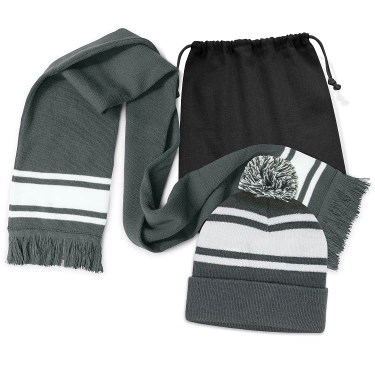 Picture of Commodore Scarf and Beanie with Pom Pom Set