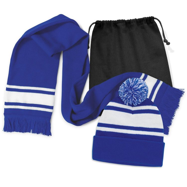 Picture of Commodore Scarf and Beanie with Pom Pom Set
