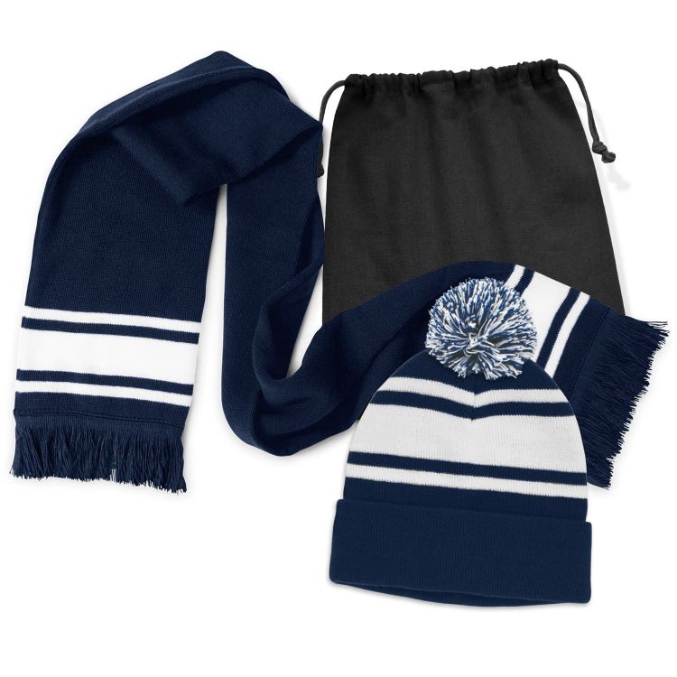 Picture of Commodore Scarf and Beanie with Pom Pom Set