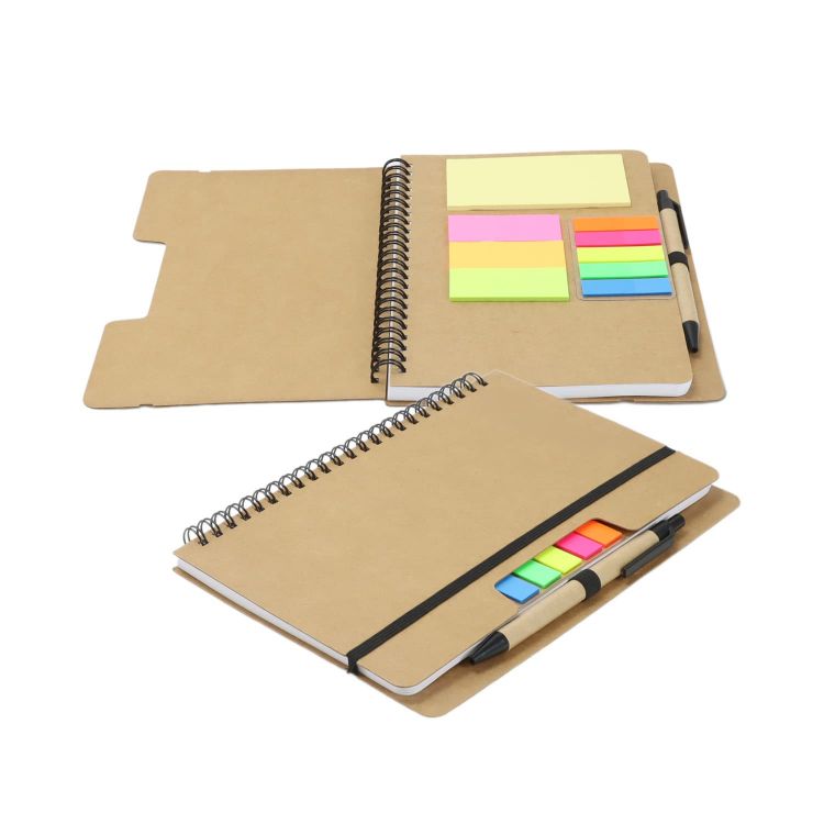 Picture of Kraft Notebook with Notes and Flags