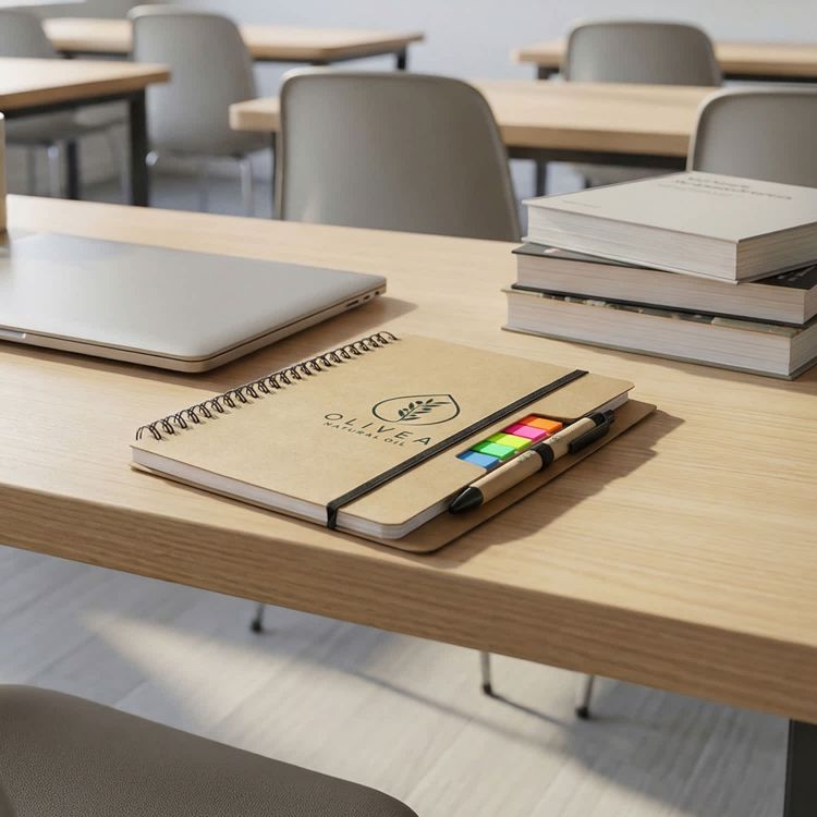 Picture of Kraft Notebook with Notes and Flags