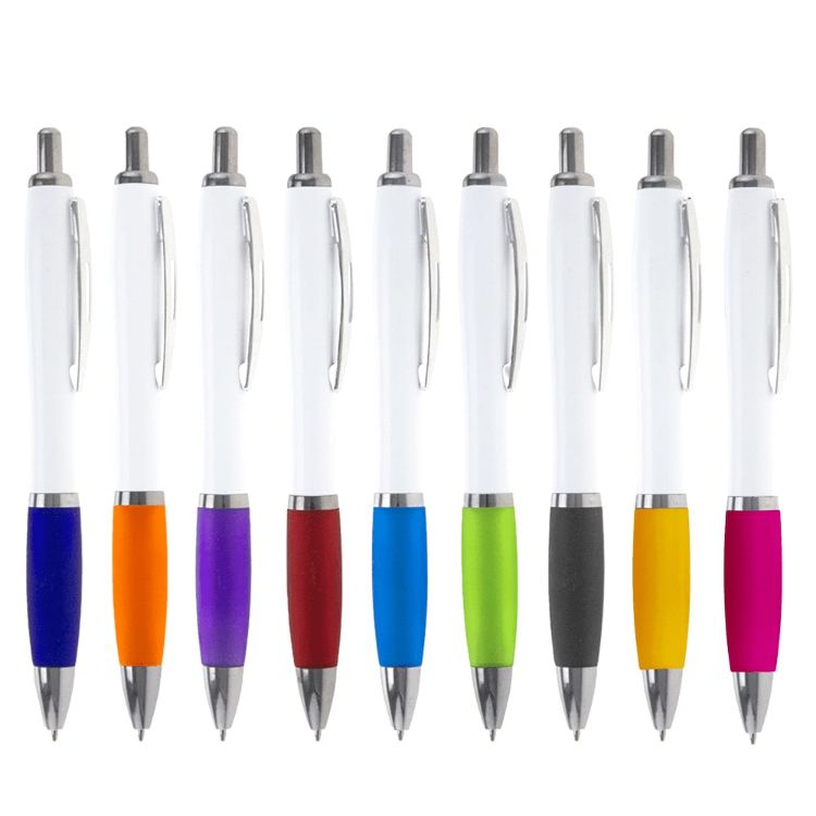 Picture of Nash Ballpoint Pen w/ White Barrel & Coloured Grip