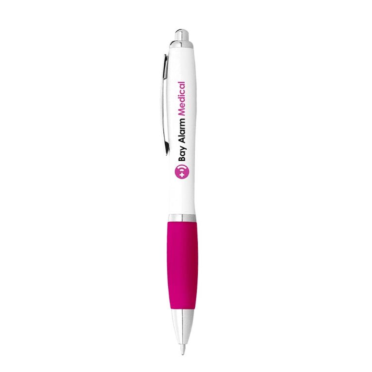 Picture of Nash Ballpoint Pen w/ White Barrel & Coloured Grip