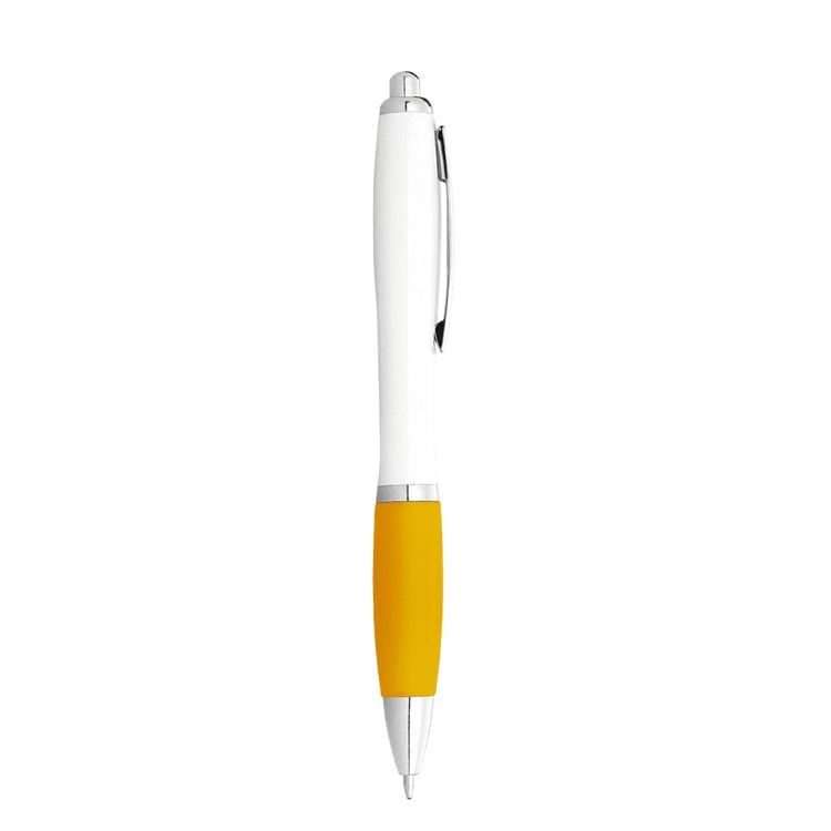 Picture of Nash Ballpoint Pen w/ White Barrel & Coloured Grip