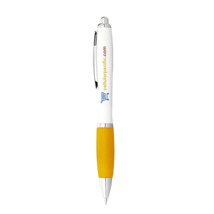 Picture of Nash Ballpoint Pen w/ White Barrel & Coloured Grip