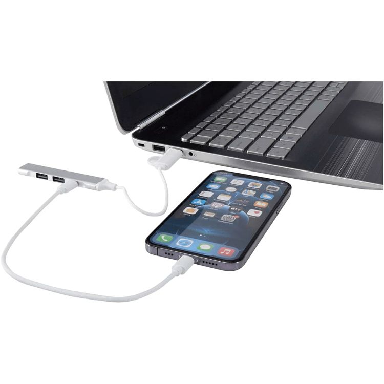 Picture of Alkaid 4-Port Recycled Aluminium USB-A & Type-C Hub w/ Dual Input