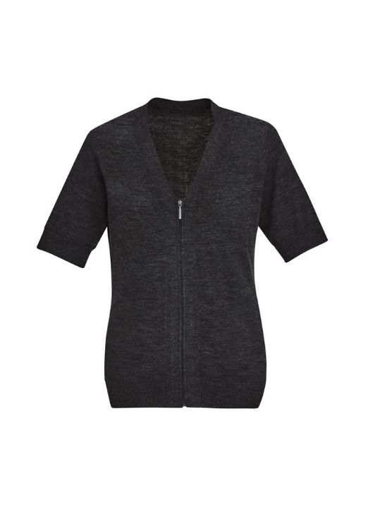 Picture of Zip Front Womens Short Sleeve Knit Cardigan