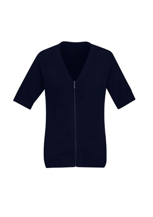 Picture of Zip Front Womens Short Sleeve Knit Cardigan