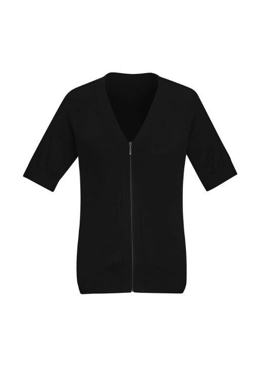 Picture of Zip Front Womens Short Sleeve Knit Cardigan