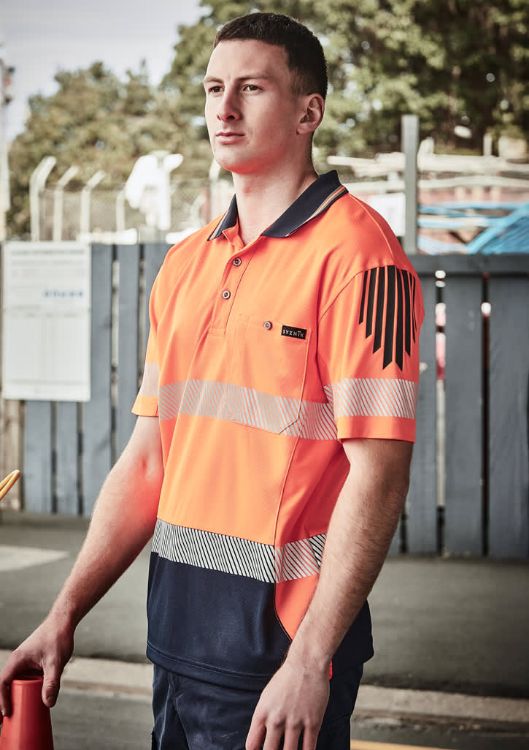 Picture of Mens Hi Vis Flux Segmented Tape Short Sleeve Polo