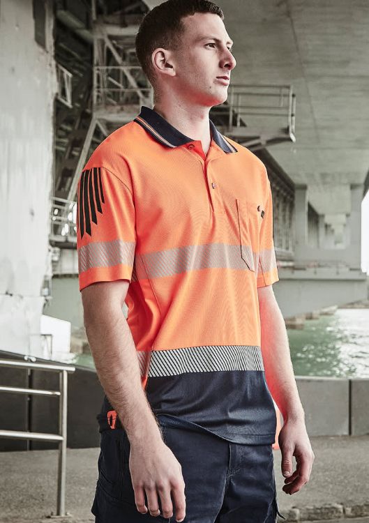Picture of Mens Hi Vis Flux Segmented Tape Short Sleeve Polo