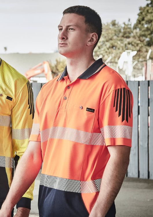 Picture of Mens Hi Vis Flux Segmented Tape Short Sleeve Polo