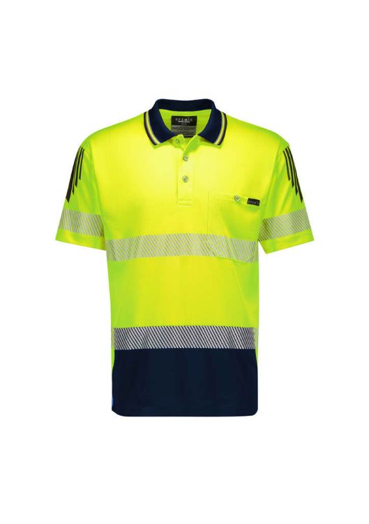Picture of Mens Hi Vis Flux Segmented Tape Short Sleeve Polo
