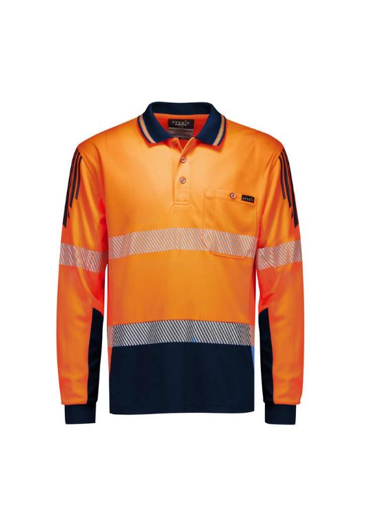 Picture of Mens Hi Vis Flux Segmented Tape Long Sleeve Polo