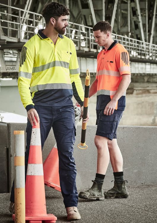 Picture of Mens Hi Vis Flux Segmented Tape Long Sleeve Polo