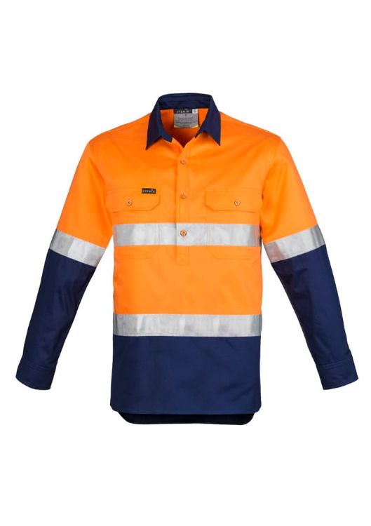 Picture of Mens Closed Front Long Sleeve Shirt - Hoop Taped