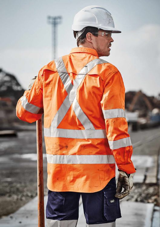Picture of Mens Hi Vis X Back NSW Rail Taped Shirt